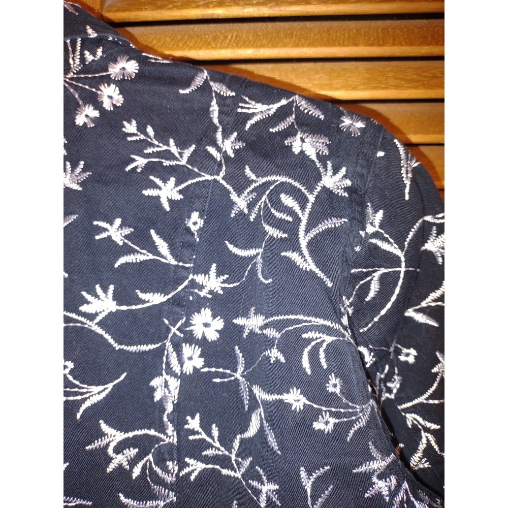 Christopher & Banks Floral Embroidered Cotton Denim Jacket Black White - Med‎ - Picture 8 of 12